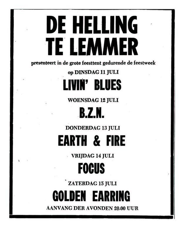 Golden Earring Leeuwarder Courant show announcement July 15 1972 Lemmer - Feesttent De Helling